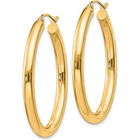 14K Yellow Gold Polished Oval Tube Hoop Earrings - 37.8mm Length, 28.2mm Width by 0