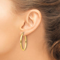 14K Yellow Gold Polished Oval Tube Hoop Earrings - 37.8mm Length, 28.2mm Width by 0