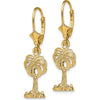 14K Yellow Gold Polished Palm Tree Leverback Drop Earrings by 0
