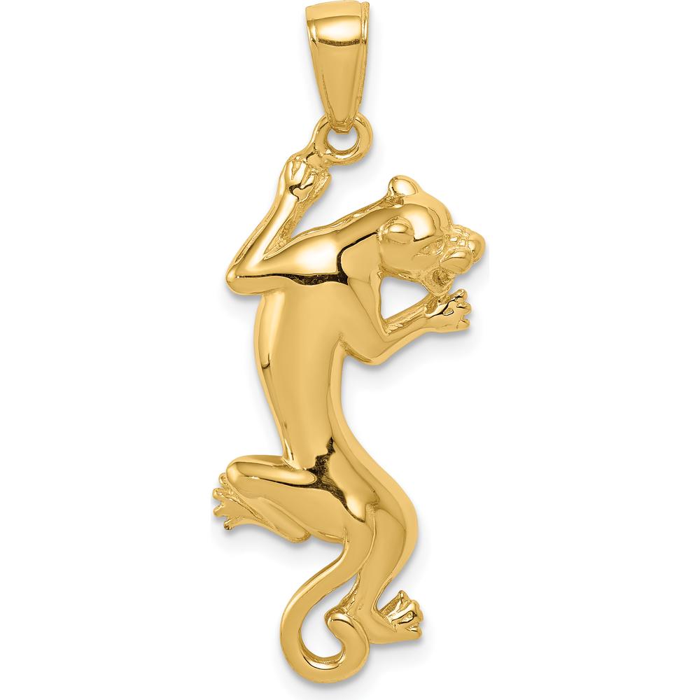 14K Yellow Gold Polished Panther Pendant - 27mm Length by Oro Pregiato