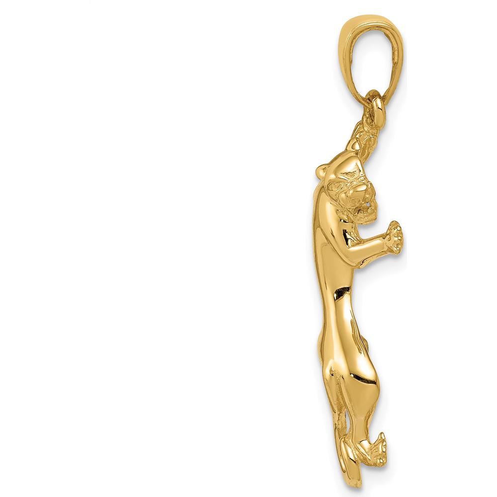 14K Yellow Gold Polished Panther Pendant - 27mm Length by Oro Pregiato