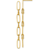 14K Yellow Gold Polished Paperclip & Chain Link Dangle Earrings - 56mm Length by 0