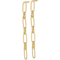 14K Yellow Gold Polished Paperclip & Chain Link Dangle Earrings - 56mm Length by 0