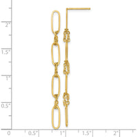 14K Yellow Gold Polished Paperclip & Chain Link Dangle Earrings - 56mm Length by 0