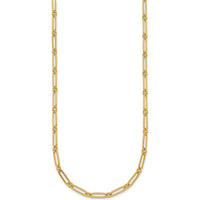 14K Yellow Gold Polished Paperclip and Round Link 18" Necklace by 0