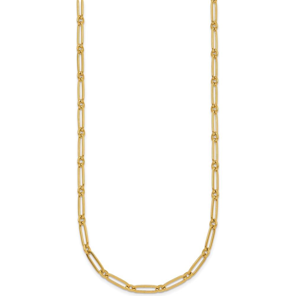 14K Yellow Gold Polished Paperclip and Round Link 18" Necklace by 0