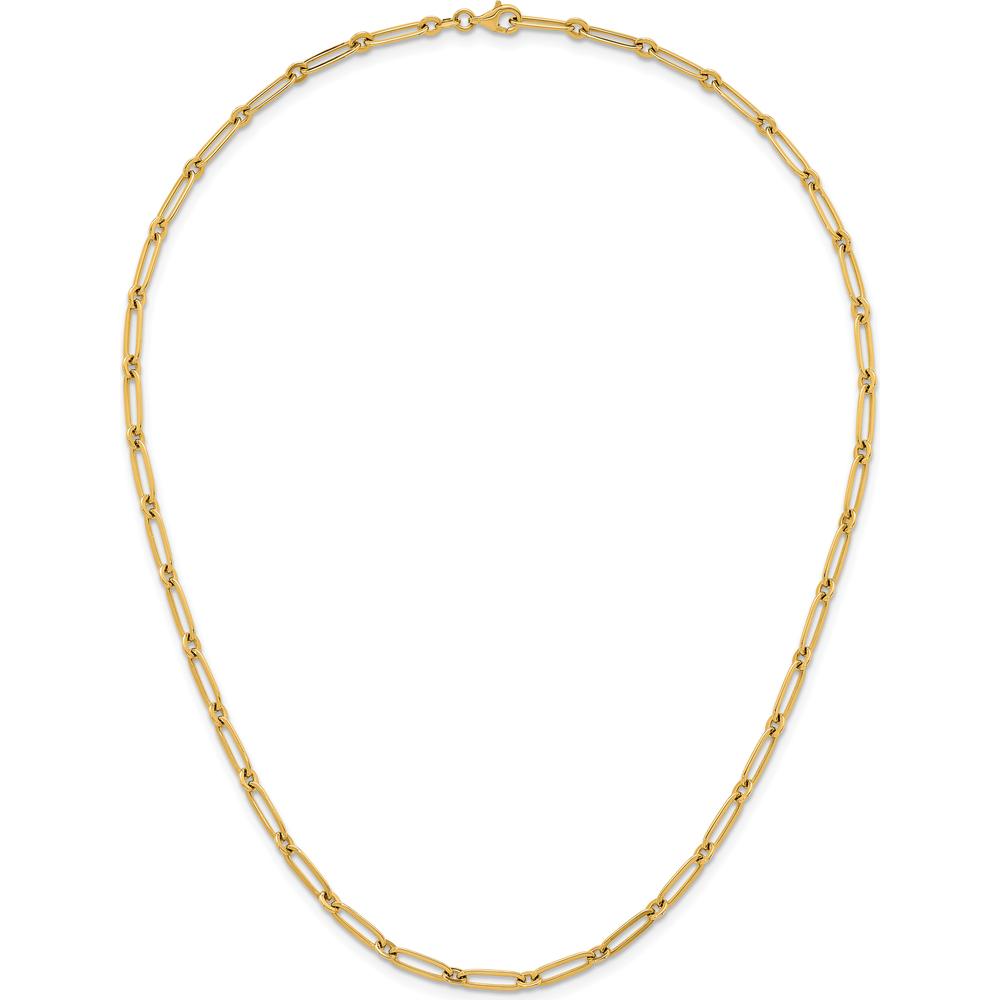 14K Yellow Gold Polished Paperclip and Round Link 18" Necklace by 0