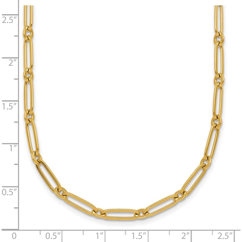 14K Yellow Gold Polished Paperclip and Round Link 18" Necklace by 0