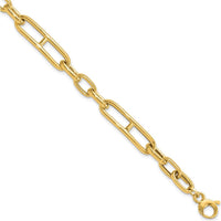 14K Yellow Gold Polished Paperclip Link Bracelet - 7.5" with 0.5" Extender by Oro Pregiato