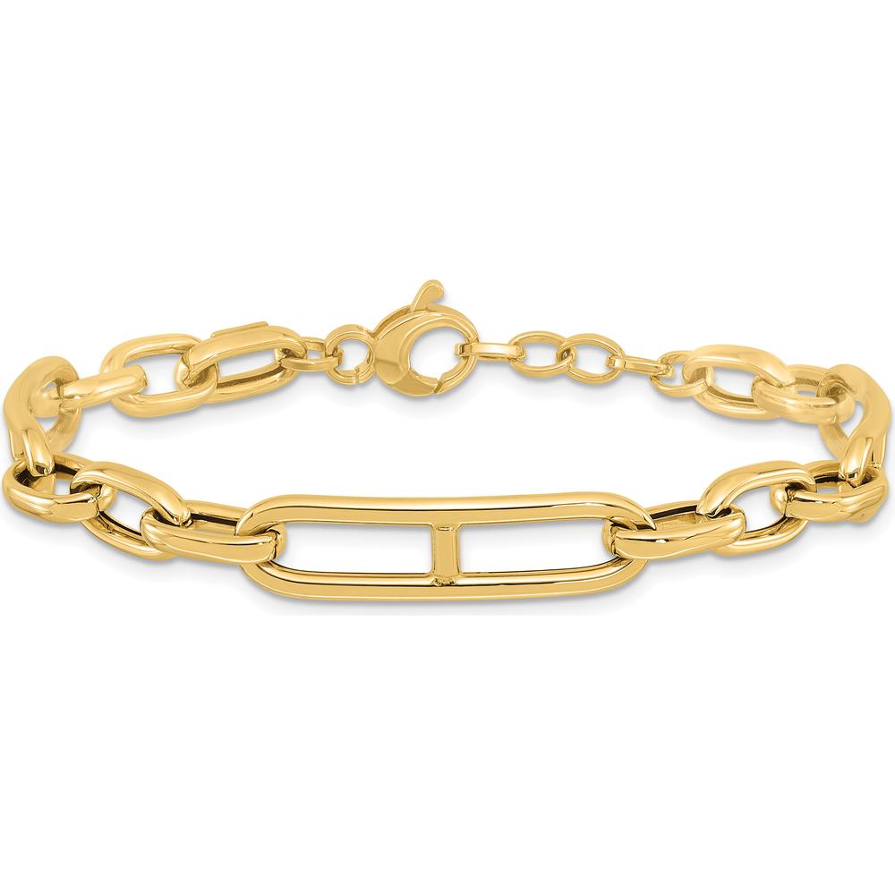 14K Yellow Gold Polished Paperclip Link Bracelet - 7.5" with 0.5" Extender by Oro Pregiato