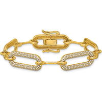 14K Yellow Gold Polished Paperclip Link Bracelet with 3.25 Carats Diamonds by Oro Pregiato