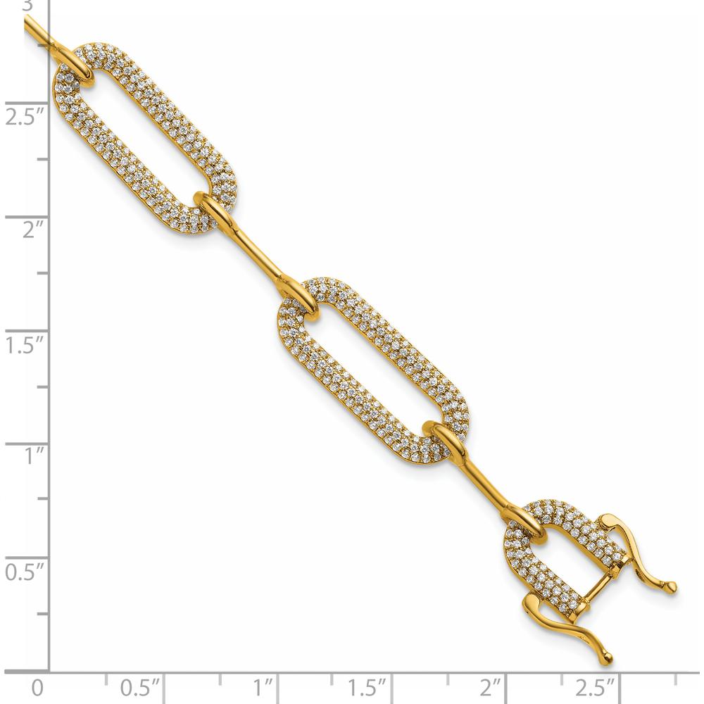 14K Yellow Gold Polished Paperclip Link Bracelet with 3.25 Carats Diamonds by Oro Pregiato