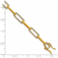 14K Yellow Gold Polished Paperclip Link Diamond Bracelet - 0.12 Carats Total Diamond Weight by Oro Pregiato