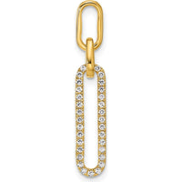 14K Yellow Gold Polished Paperclip Link Pendant with Round Diamonds - 0.15 Carat Total Diamond Weight by Oro Pregiato