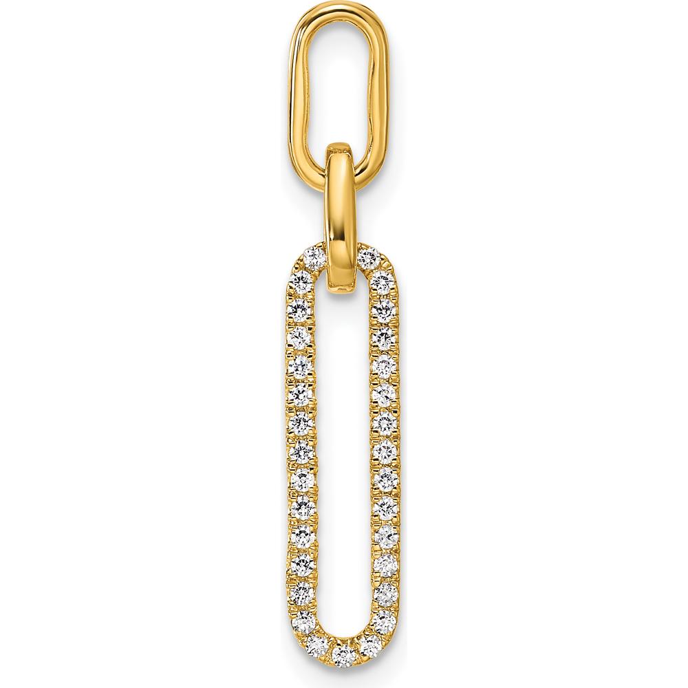 14K Yellow Gold Polished Paperclip Link Pendant with Round Diamonds - 0.15 Carat Total Diamond Weight by Oro Pregiato