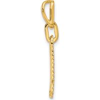 14K Yellow Gold Polished Paperclip Link Pendant with Round Diamonds - 0.15 Carat Total Diamond Weight by Oro Pregiato