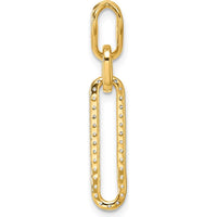 14K Yellow Gold Polished Paperclip Link Pendant with Round Diamonds - 0.15 Carat Total Diamond Weight by Oro Pregiato