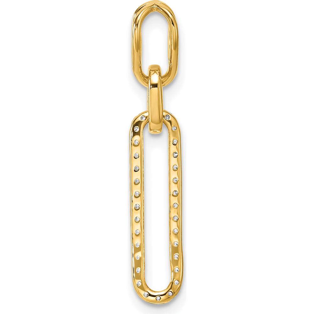 14K Yellow Gold Polished Paperclip Link Pendant with Round Diamonds - 0.15 Carat Total Diamond Weight by Oro Pregiato