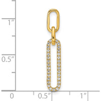 14K Yellow Gold Polished Paperclip Link Pendant with Round Diamonds - 0.15 Carat Total Diamond Weight by Oro Pregiato