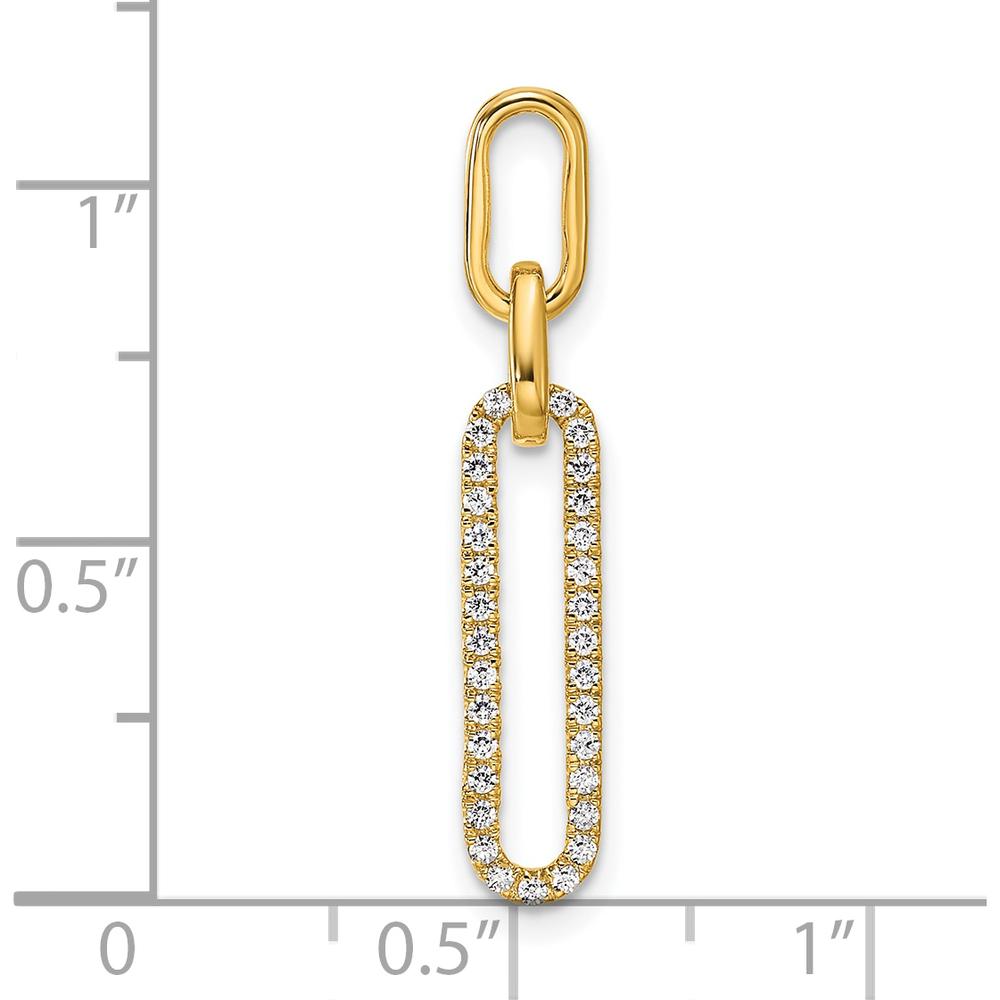 14K Yellow Gold Polished Paperclip Link Pendant with Round Diamonds - 0.15 Carat Total Diamond Weight by Oro Pregiato