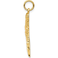 14K Yellow Gold Polished Parrot Charm Pendant - Textured Design by Oro Pregiato