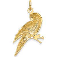 14K Yellow Gold Polished Parrot Charm Pendant - Textured Design by Oro Pregiato