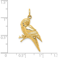14K Yellow Gold Polished Parrot Charm Pendant - Textured Design by Oro Pregiato