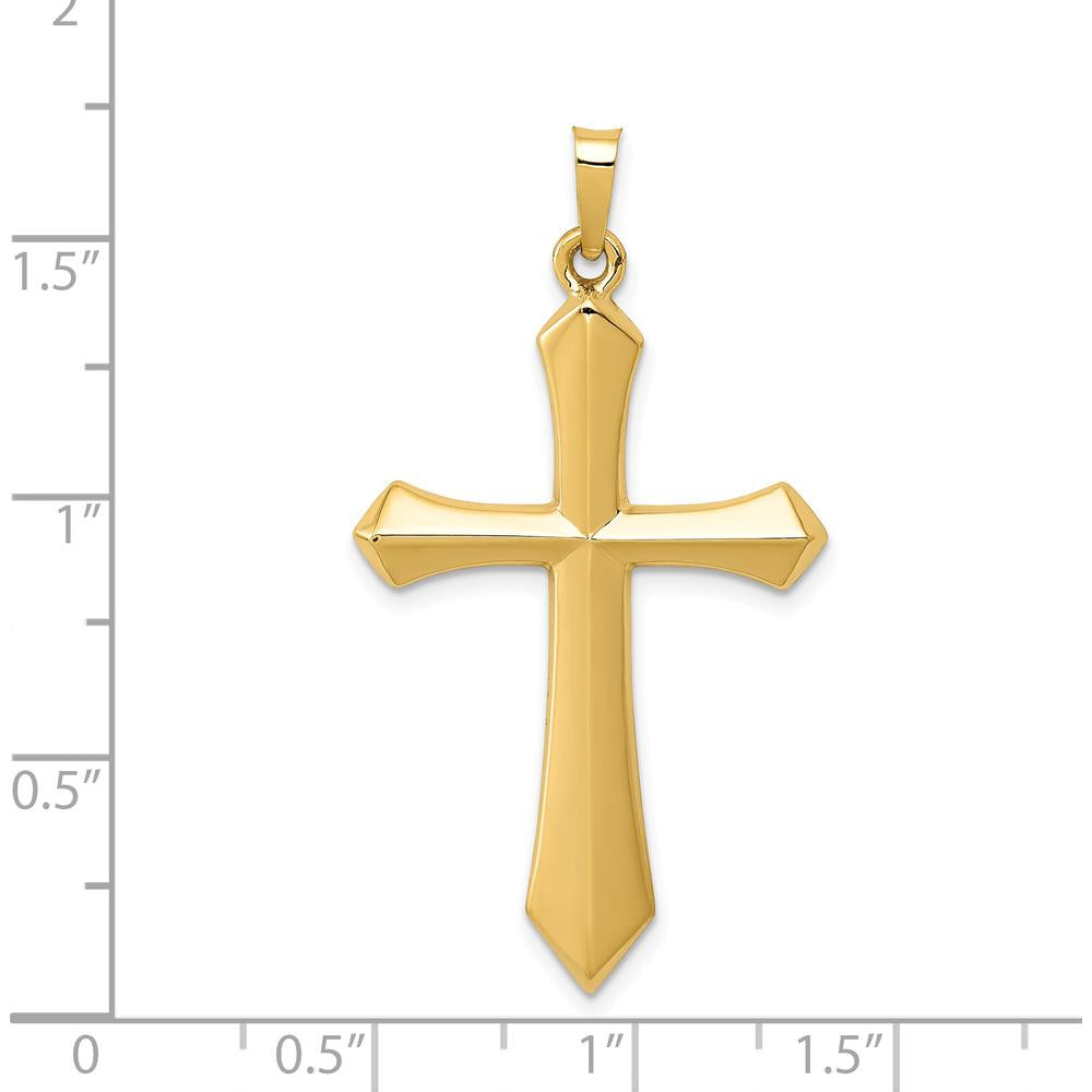14K Yellow Gold Polished Passion Cross Pendant - Elegant Faith Charm by Oro Pregiato