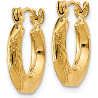 14K Yellow Gold Polished Patterned Hollow Hoop Earrings - 8mm by 0