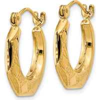 14K Yellow Gold Polished Patterned Hoop Earrings - Medium Size by 0