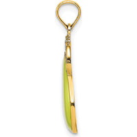 14K Yellow Gold Polished Pear with Stem and Leaf Enamel Charm - 18.5mm Length by Oro Pregiato