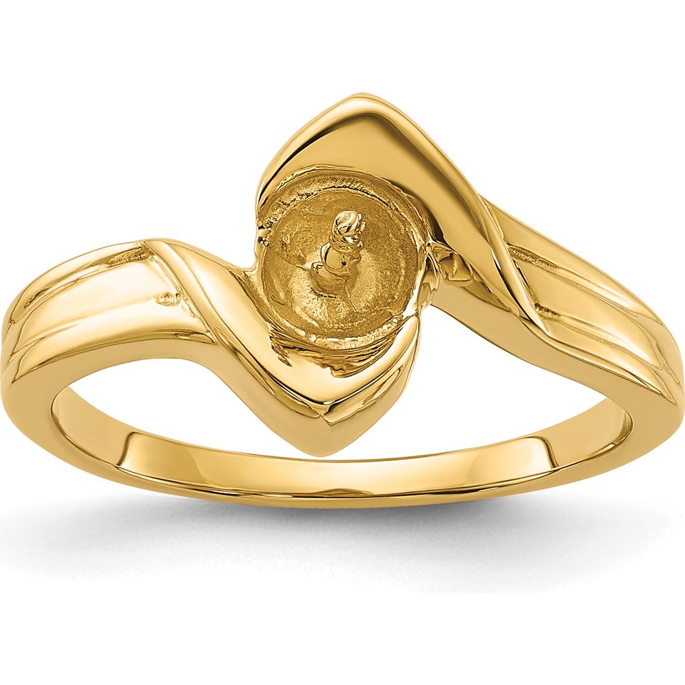 14K Yellow Gold Polished Pearl Ring Mounting - 11mm Setting by Monteluci Fine Jewelry