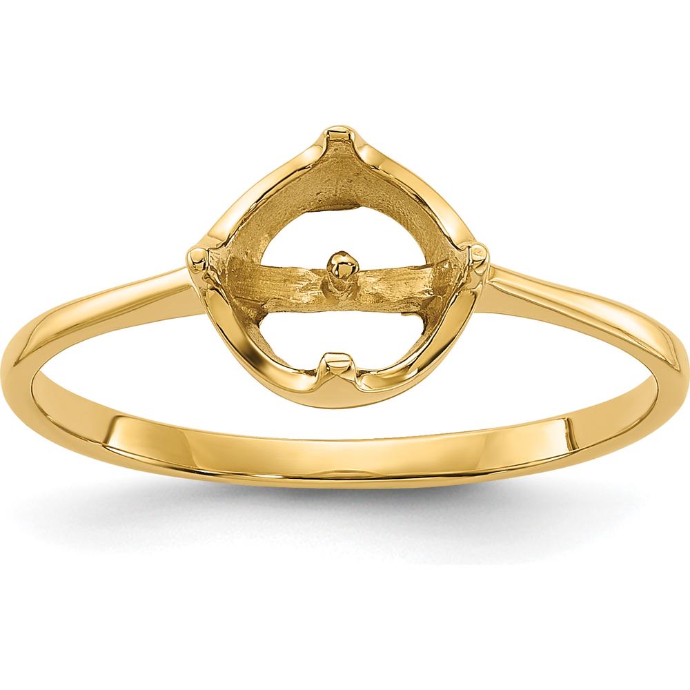 14K Yellow Gold Polished Pearl Ring Mounting - Elegant Customizable Ring Setting by Monteluci Fine Jewelry