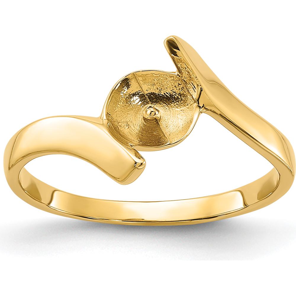 14K Yellow Gold Polished Pearl Ring Mounting for 7mm Center Stone by Oro Pregiato
