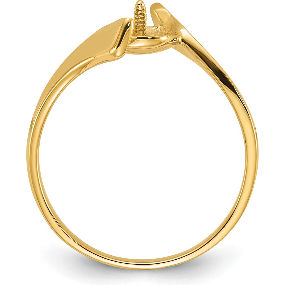 14K Yellow Gold Polished Pearl Ring Mounting for 7mm Center Stone by Oro Pregiato