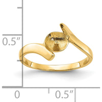 14K Yellow Gold Polished Pearl Ring Mounting for 7mm Center Stone by Oro Pregiato