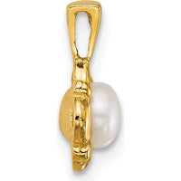14K Yellow Gold Polished Pendant with 4-5mm Button White Freshwater Cultured Pearl by Monteluci Fine Jewelry