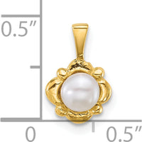 14K Yellow Gold Polished Pendant with 4-5mm Button White Freshwater Cultured Pearl by Monteluci Fine Jewelry