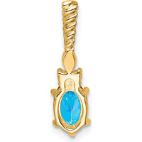 14K Yellow Gold Polished Pendant with Oval Blue Topaz and Round & Marquise Diamonds - 0.12 Carat Total Diamond Weight by Oro Pregiato