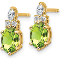 14K Yellow Gold Polished Peridot and Diamond Drop Earrings - 0.19 Carat Total Gem Weight by Oro Pregiato