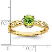 14K Yellow Gold Polished Peridot and Diamond Ring - 0.588 Carat Peridot, 0.077 Carat Diamond by 0