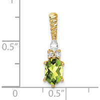 14K Yellow Gold Polished Peridot and Diamond Twisted Pendant - 1.4 Carat Peridot, 0.22 Carat Total Diamond Weight by Oro Pregiato