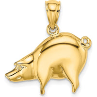 14K Yellow Gold Polished Pig Charm Pendant - 20.54mm Length by Oro Pregiato
