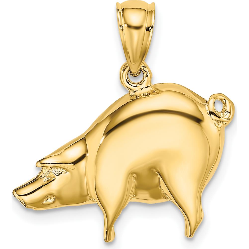 14K Yellow Gold Polished Pig Charm Pendant - 20.54mm Length by Oro Pregiato