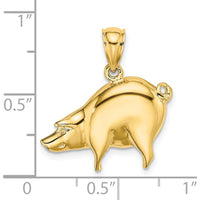 14K Yellow Gold Polished Pig Charm Pendant - 20.54mm Length by Oro Pregiato