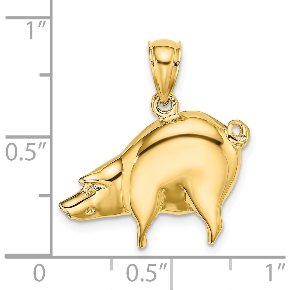 14K Yellow Gold Polished Pig Charm Pendant - 20.54mm Length by Oro Pregiato