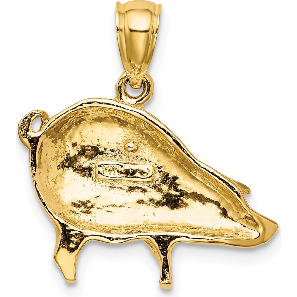 14K Yellow Gold Polished Pig Charm Pendant - 20.54mm Length by Oro Pregiato