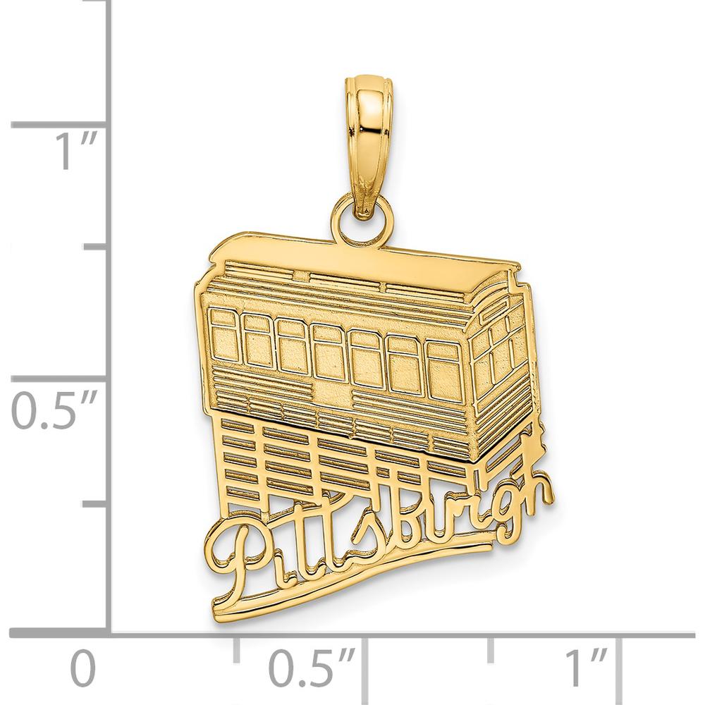 14K Yellow Gold Polished Pittsburgh Incline Tram Charm - 17.75mm Length by Oro Pregiato