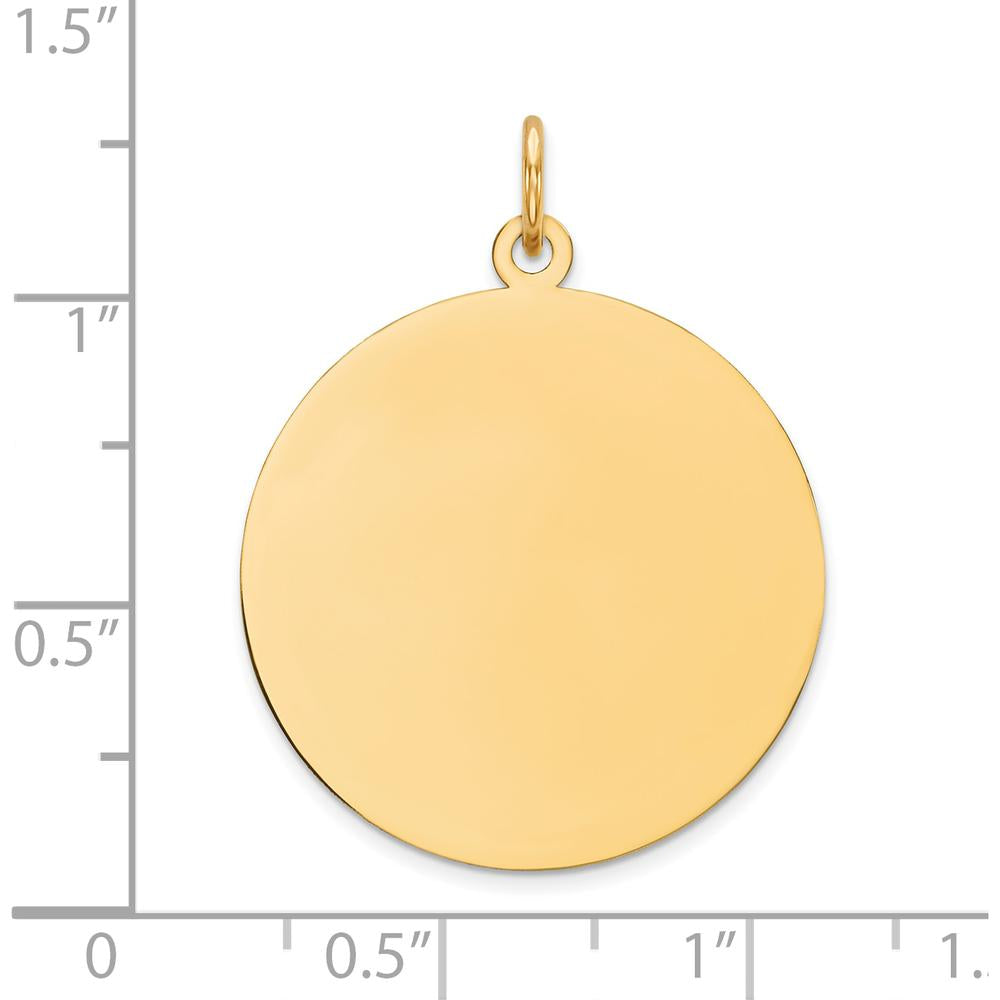 14K Yellow Gold Polished Plain Engravable Circular Disc Charm - 28mm by Oro Pregiato