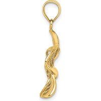 14K Yellow Gold Polished Plumeria Flower Charm with Beaded Detailing - 25.2mm Length by Oro Pregiato